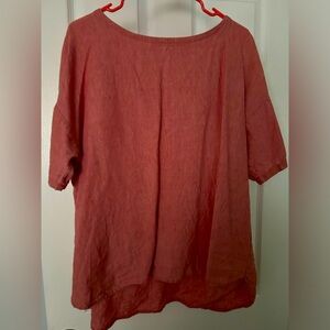 Eileen Fisher women’s “red chambray” linen top, size 1X.